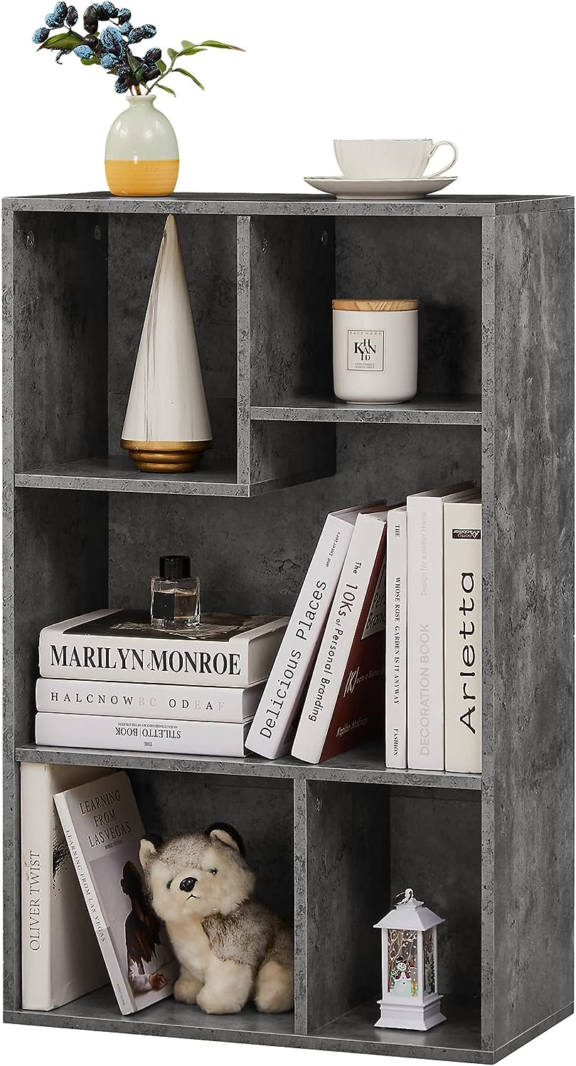 VECELO Modern 3-Tier Small Bookcase, 4 Cube/5 Cube Bookshelf/Storage Organizer - VECELO