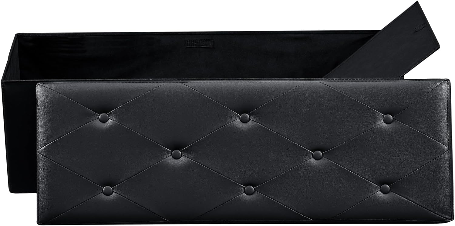 VECELO Storage Ottoman Bench End of Bed 43'' Footstool Footrest Stool Shoestool - VECELO