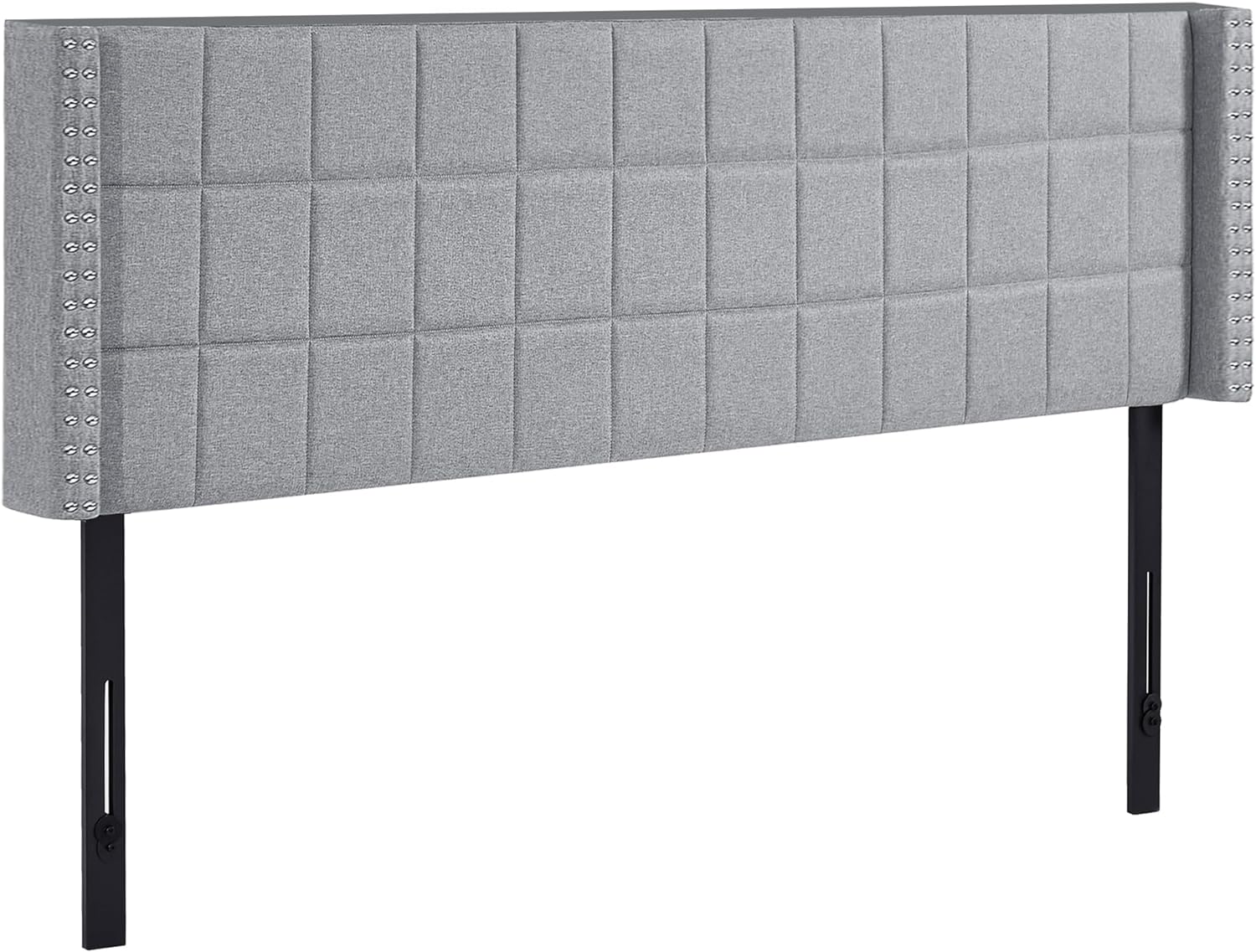 VECELO Linen Upholstered Headboard for Queen/King Size Bed, Tufted Nailhead & Double Wingback for Bedroom - VECELO