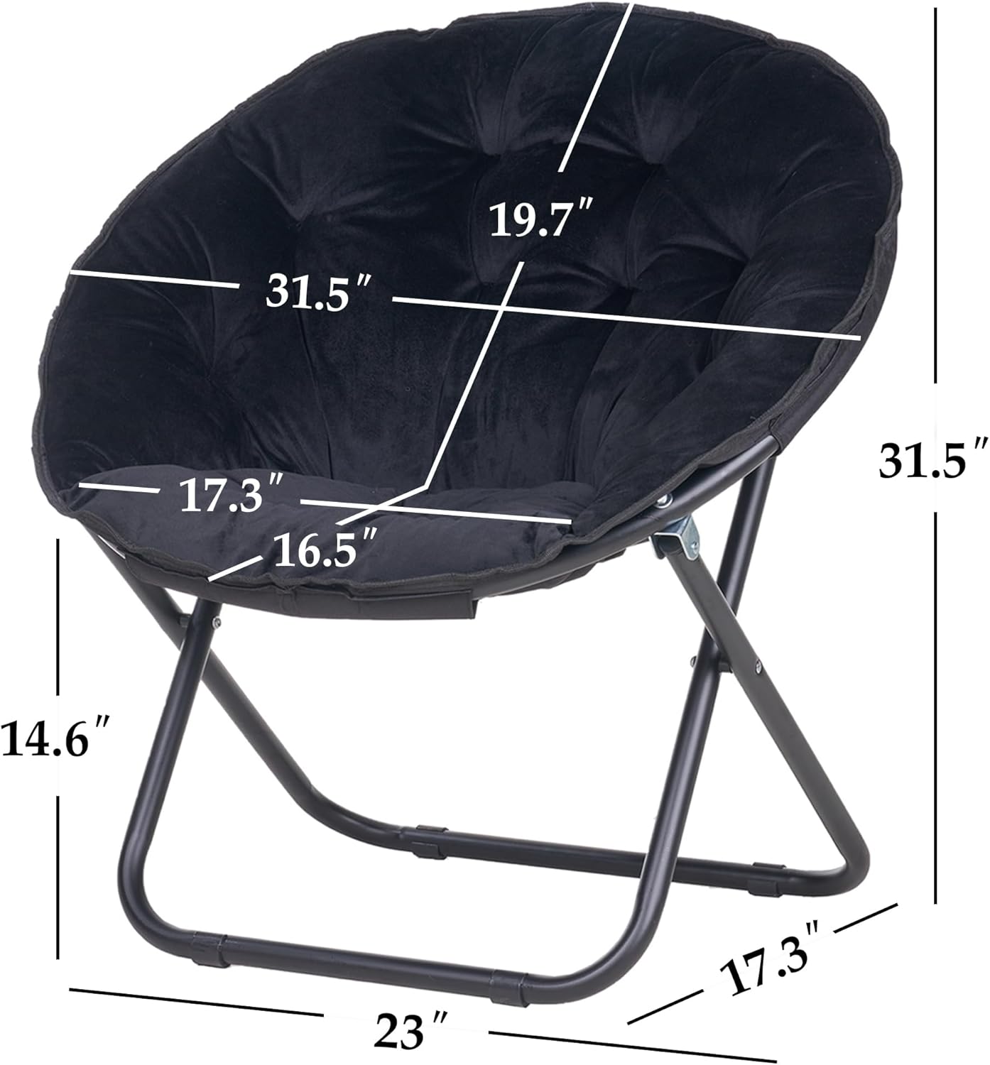 VECELO Saucer Chair for Adults, Folding Moon Chair with Metal Frame - VECELO