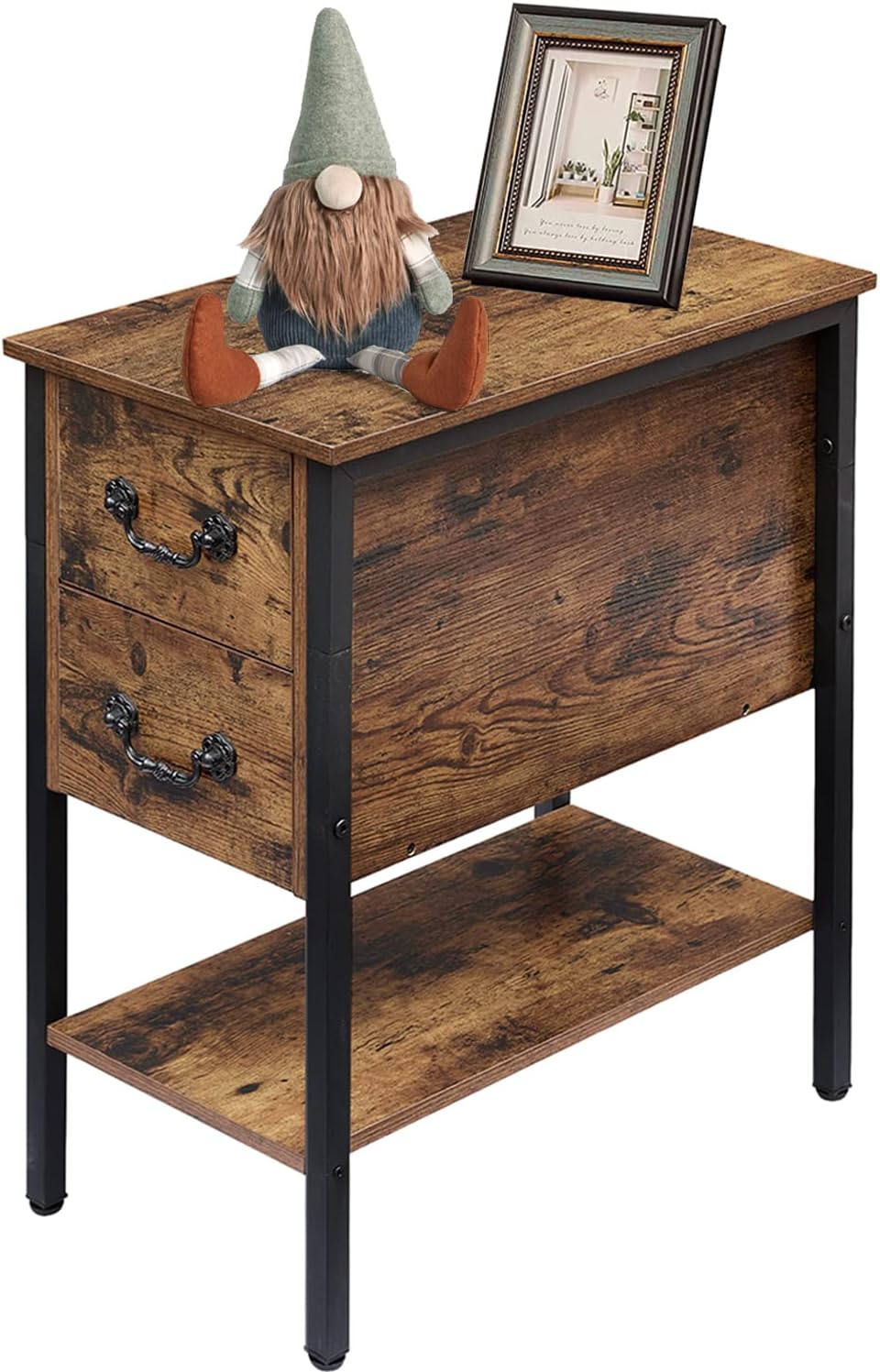 VECELO End Tables,Narrow Nightstands with Charging Station & USB Ports &Drawers - VECELO
