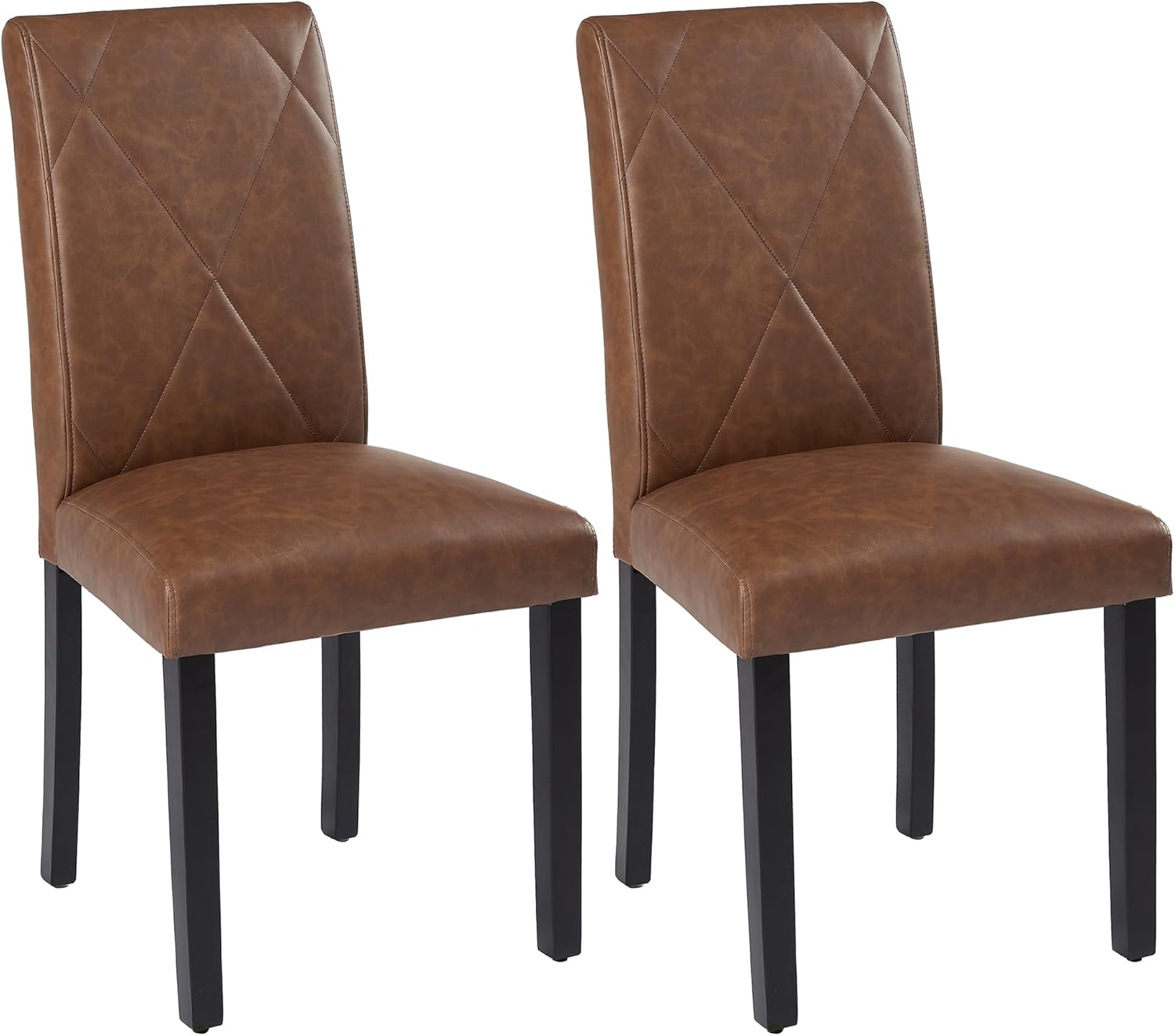 VECELO Upholstered Dining Chairs Set of 2 Modern Fabric and High Back & Solid Wood Legs for Kitchen - VECELO