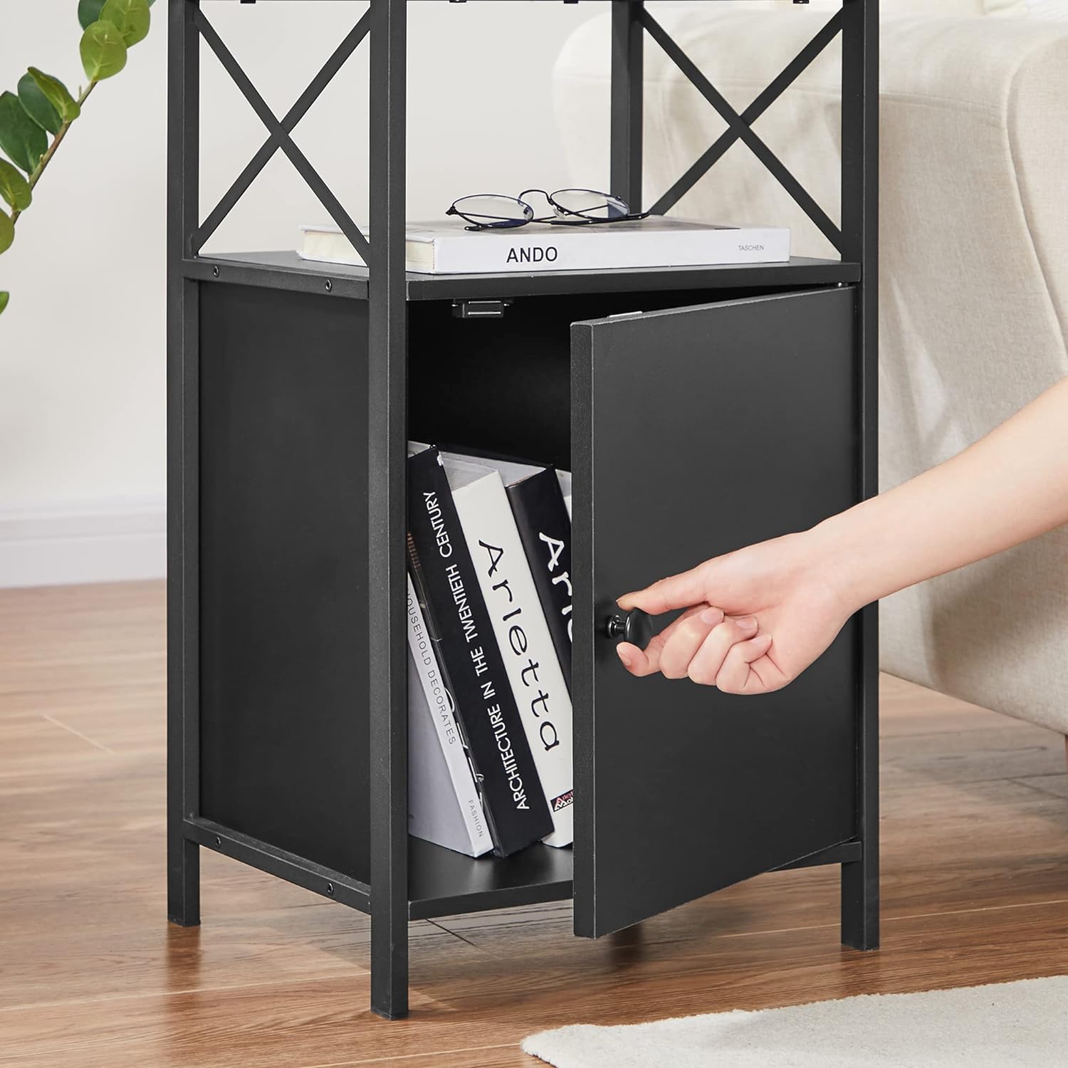 VECELO Tall Side Storage, Large Capacity Bedside Nightstand - VECELO