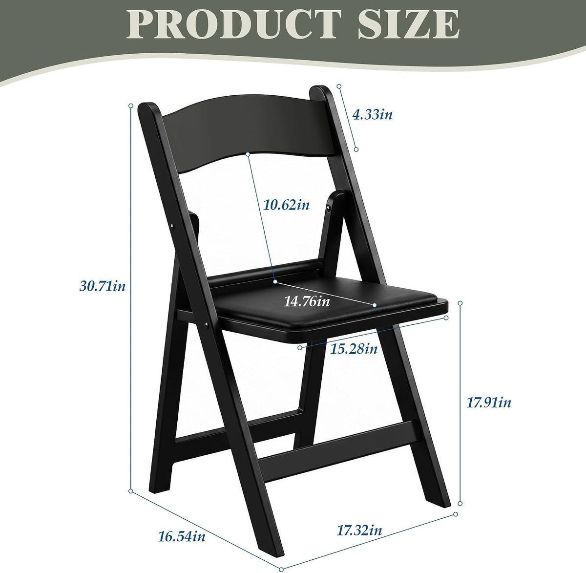 VECELO Folding Chair with Padded Seat Foldable Resin Dining Chairs for Indoor Outdoor Use