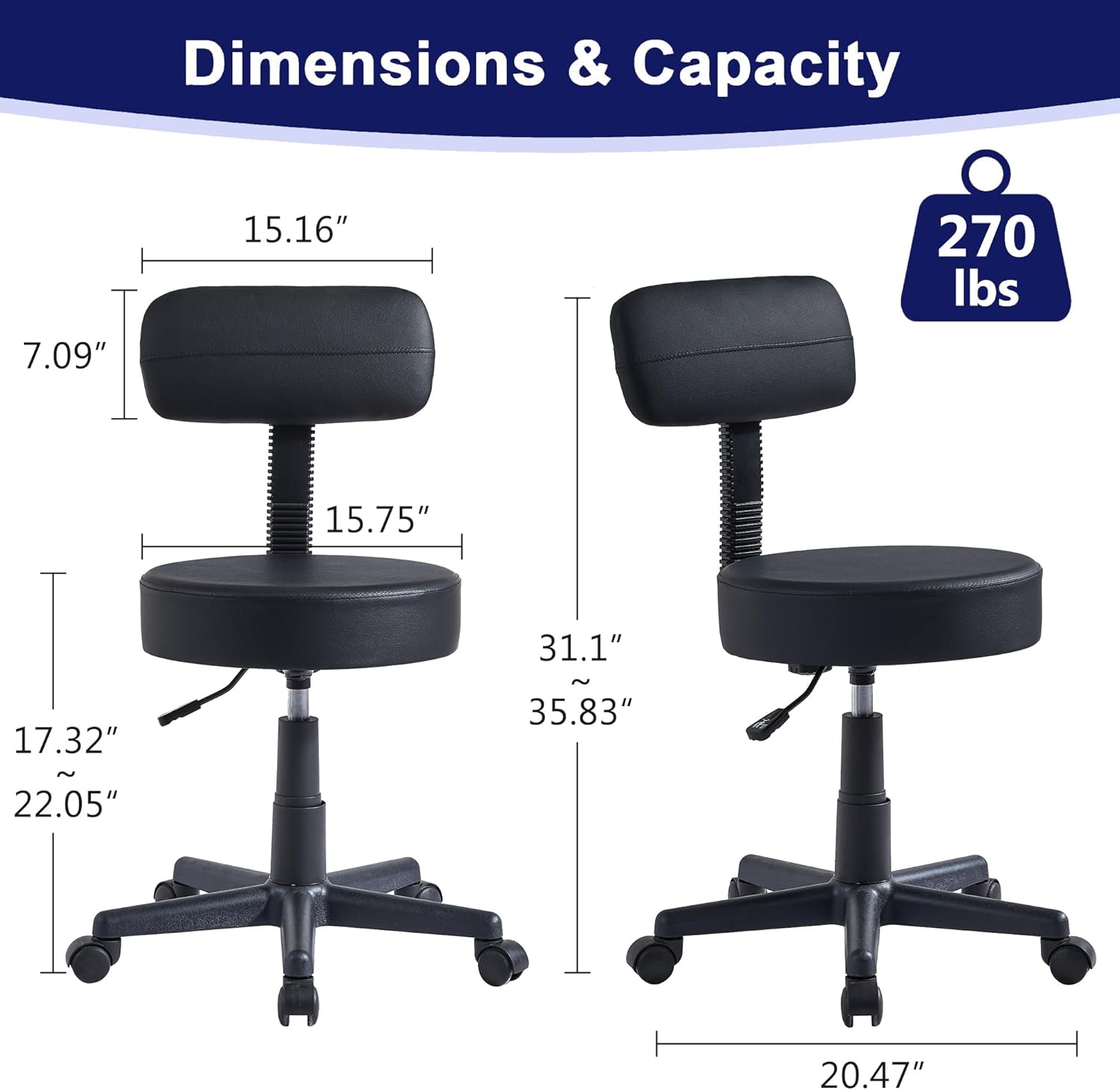 VECELO Home Office Desk Chair with Backrest - VECELO