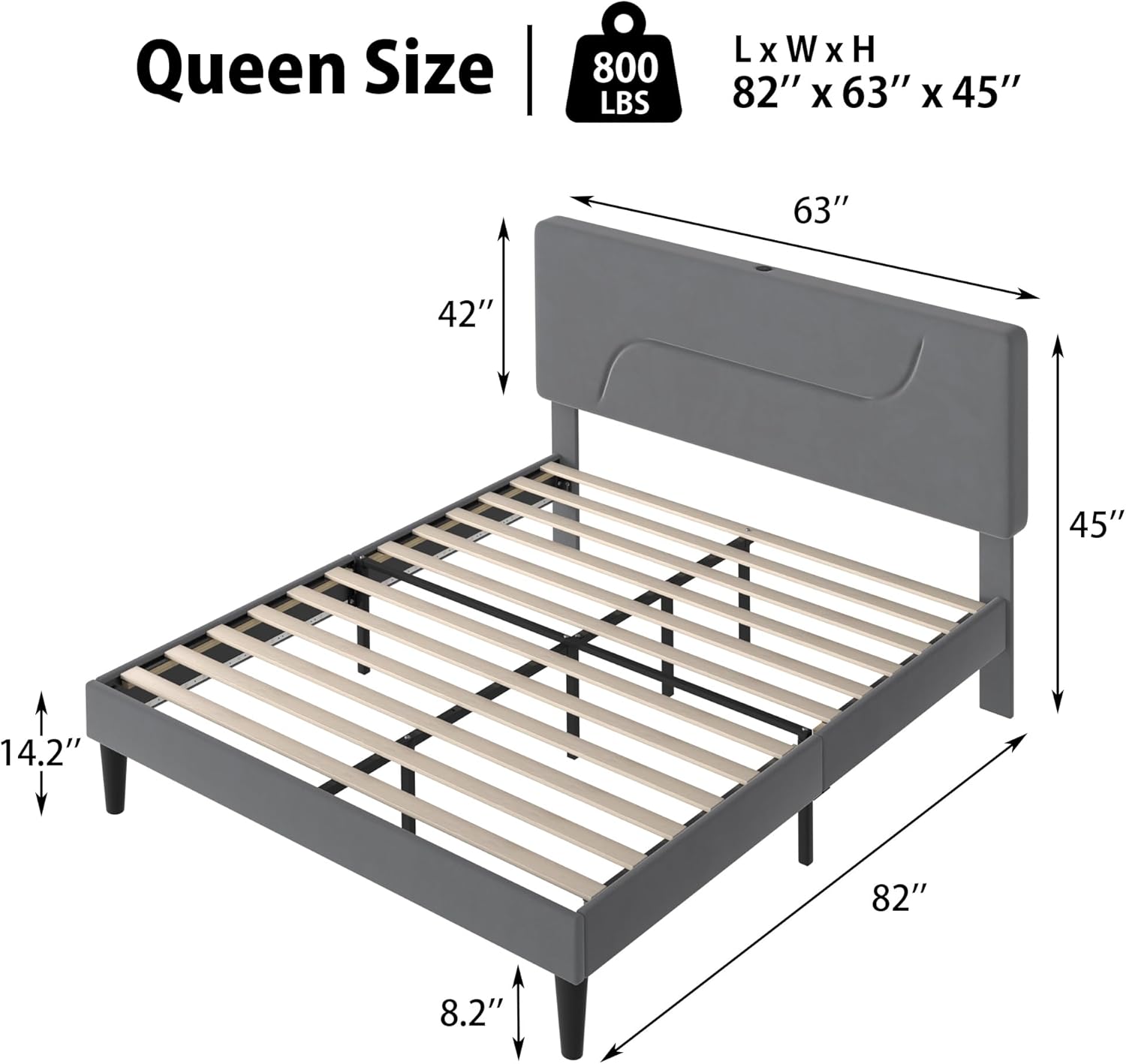 VECELO Bed Frame with LED Lights - VECELO