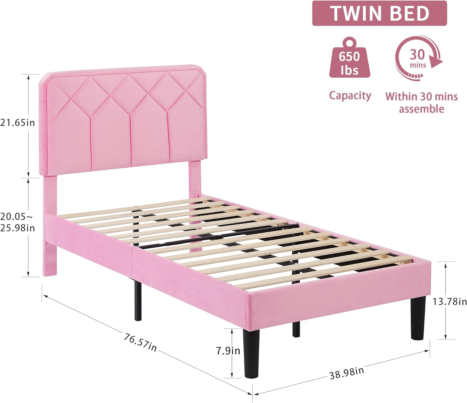 VECELO Premium Leather Upholstered Platform Bed Frame - VECELO