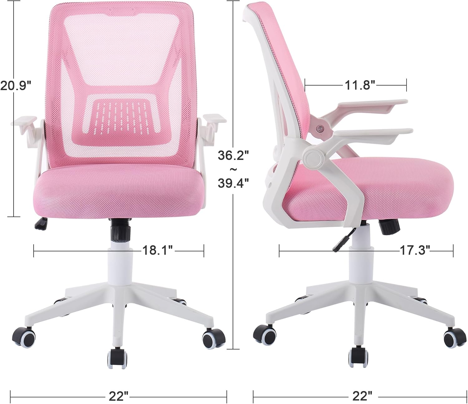 VECELO Mid-Back Swivel Ergonomic Office Chair - VECELO