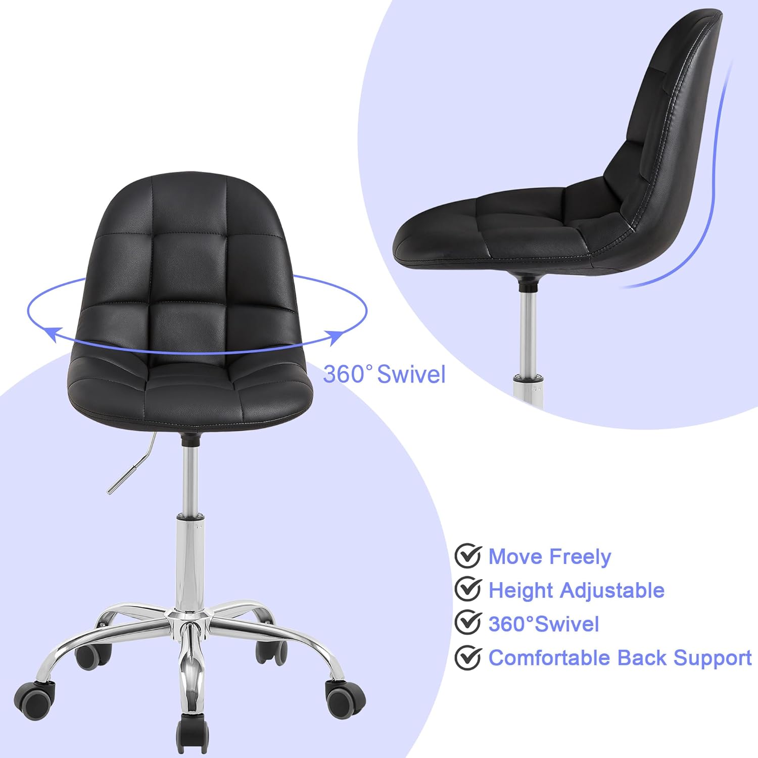 VECELO Modern Armless Home Office Desk Chair - VECELO