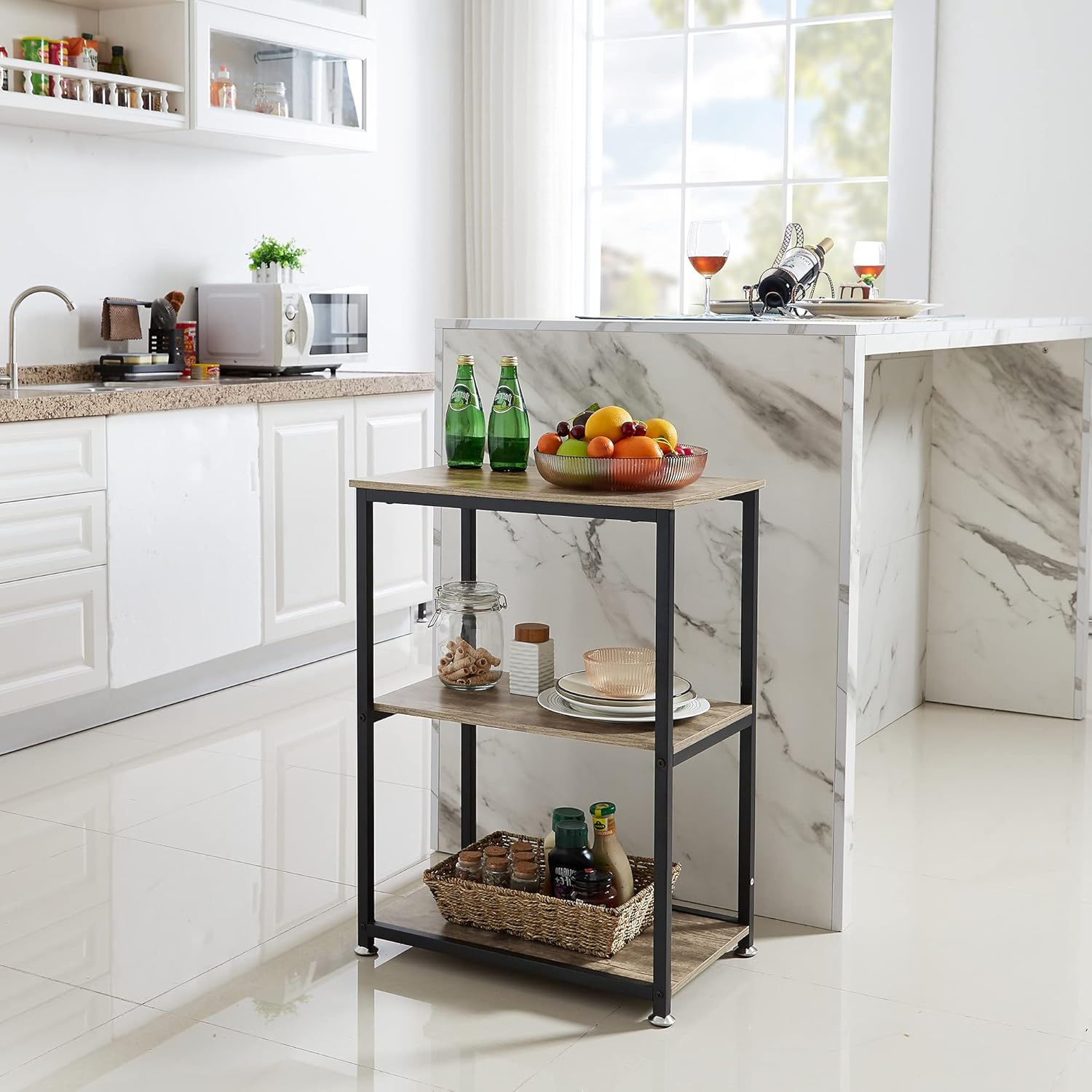VECELO End Side Table 3-Layer Narrow Night Stand/Entryway/Hallway Console Table for Living Room/Bedroom - VECELO