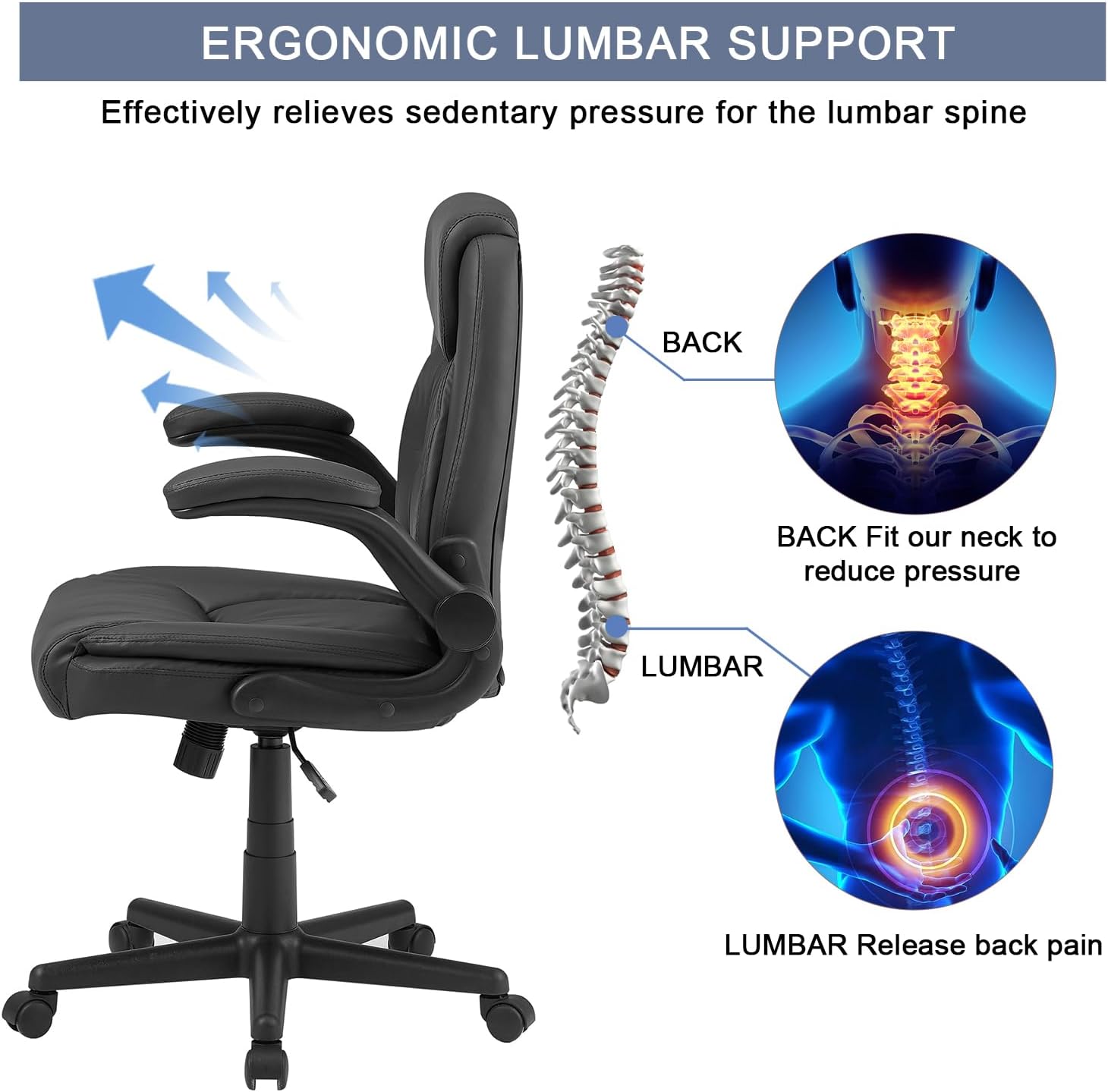 VECELO Executive High-Back PU Leather Computer Desk Chairs - VECELO