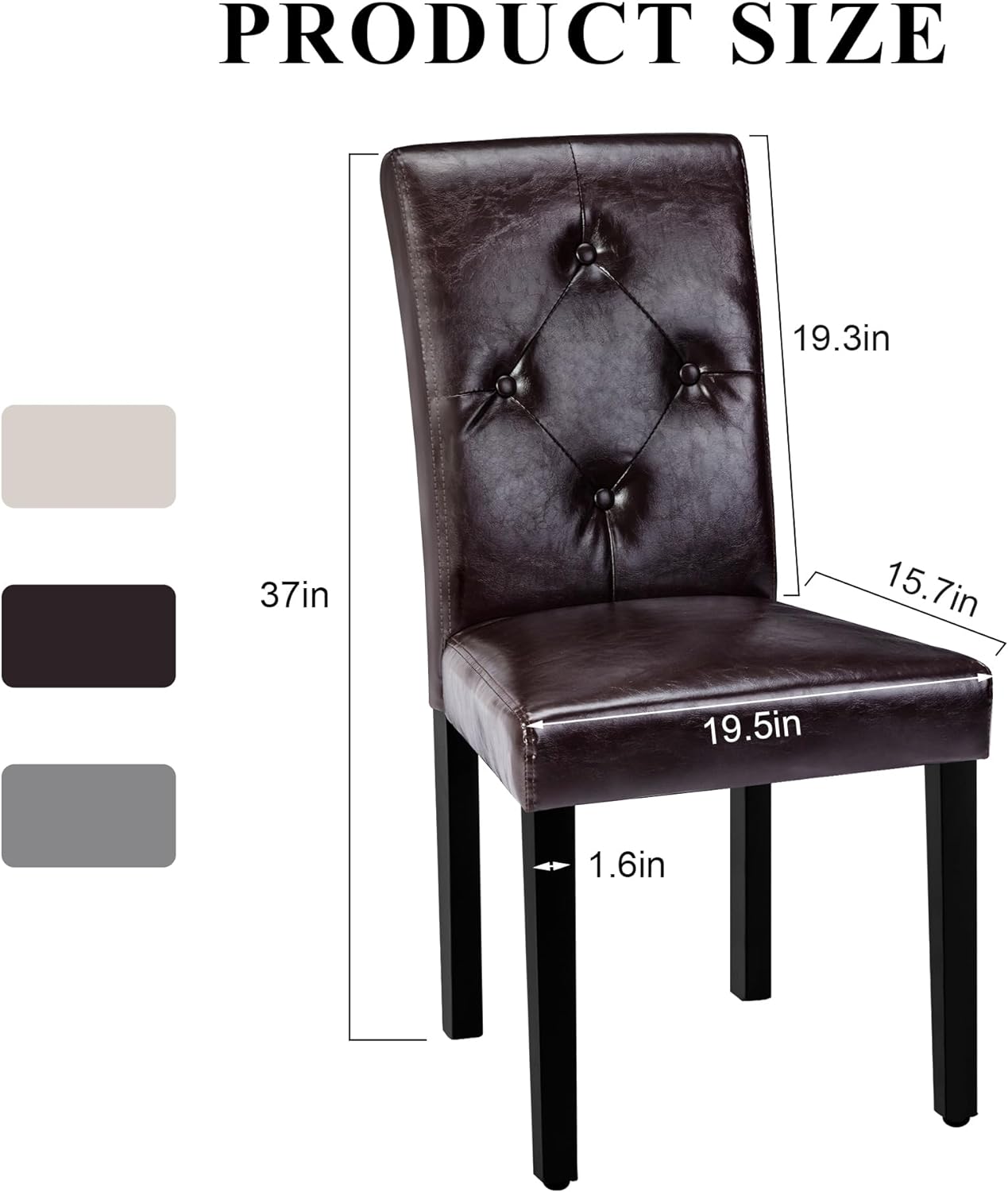 VECELO Upholstered Dining Set of 2 Modern Fabric Dinning Chair with Solid Wood Legs and High Back - VECELO