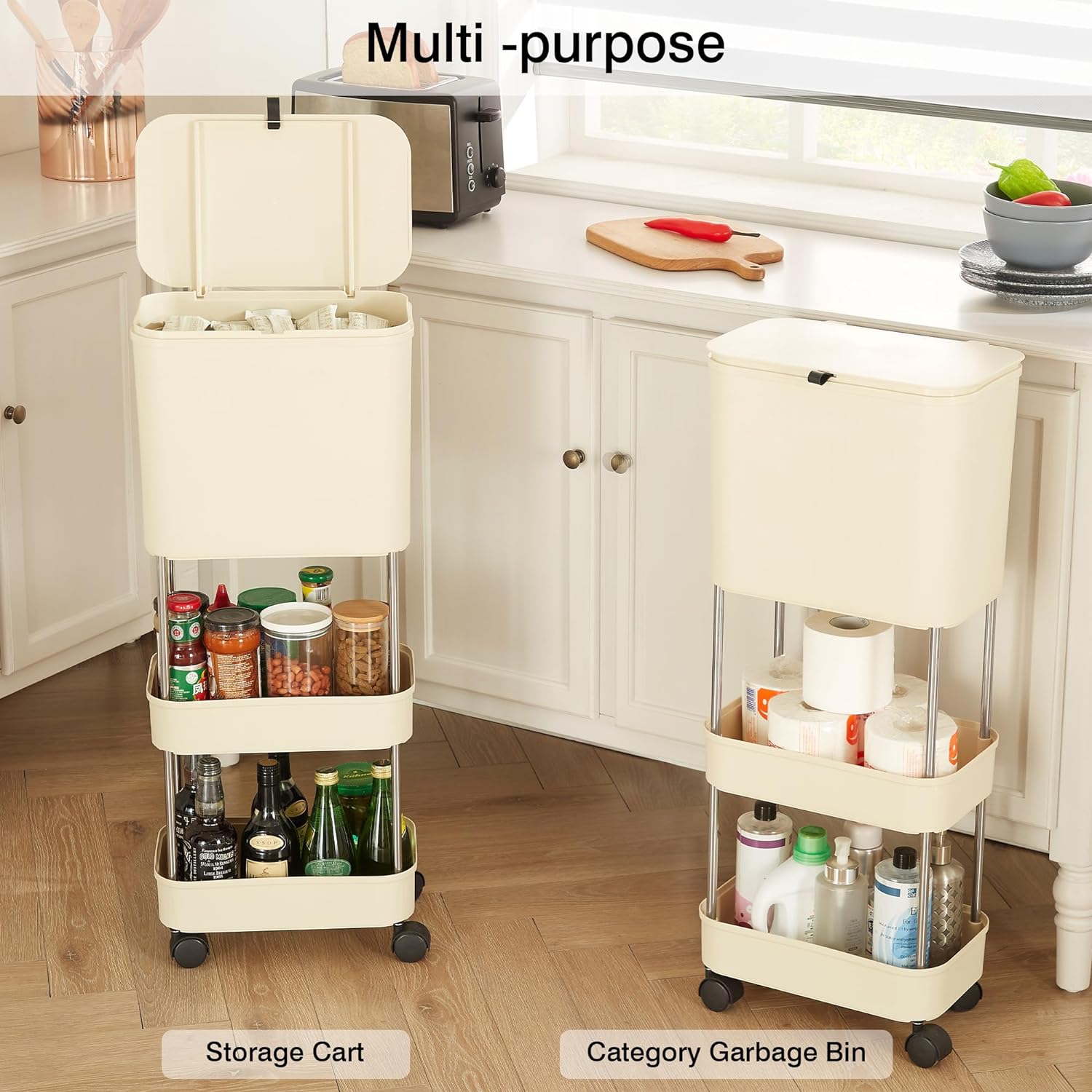 VECELO Kitchen Trash Can with Lid