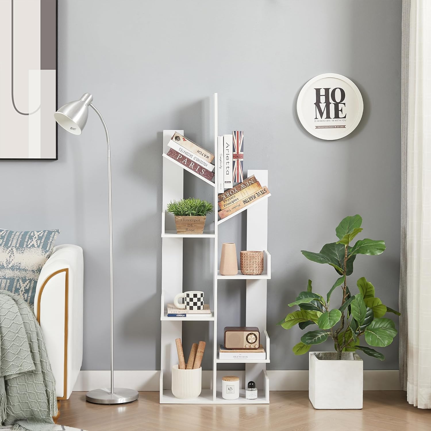 VECELO Tree Bookshelf,8 Shelf Storages Bookcase - VECELO