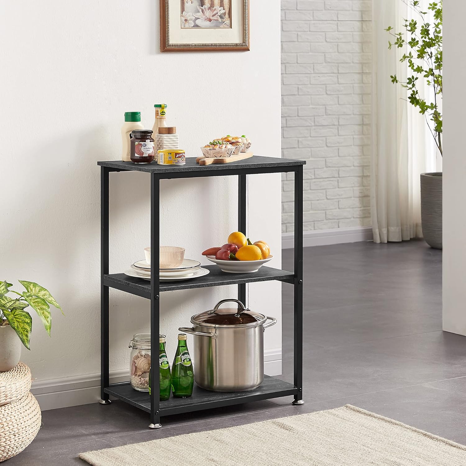 VECELO End Side Table 3-Layer Narrow Night Stand/Entryway/Hallway Console Table for Living Room/Bedroom - VECELO