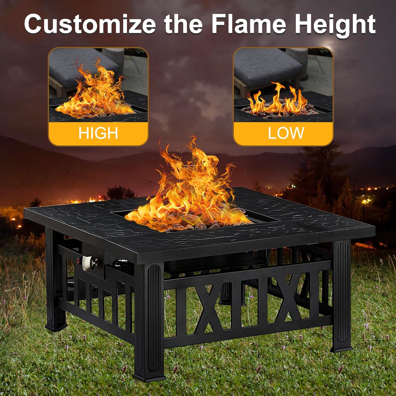 VECELO Propane Fire Pit, 30 Inch Outdoor Gas Fire Table - VECELO