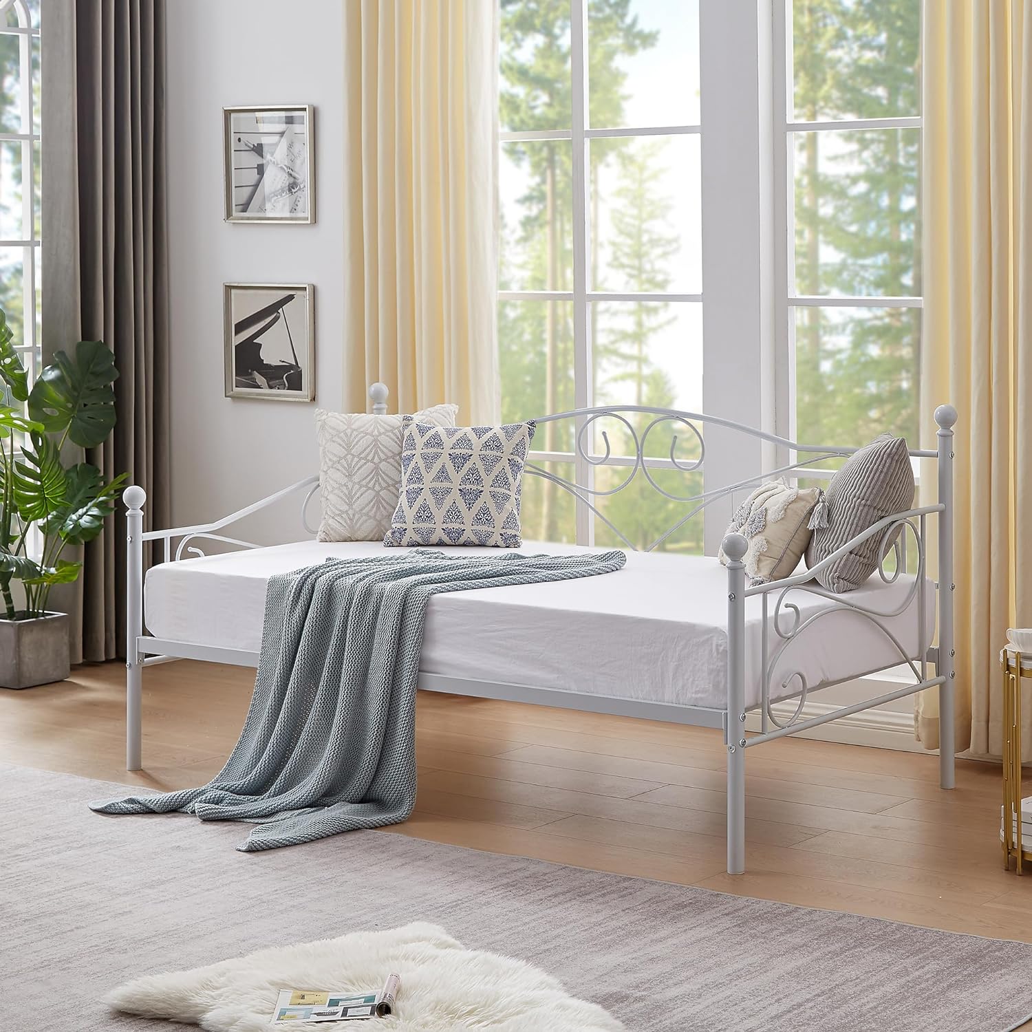 VECELO Premium Daybed Metal Bed Frame Twin Size - VECELO