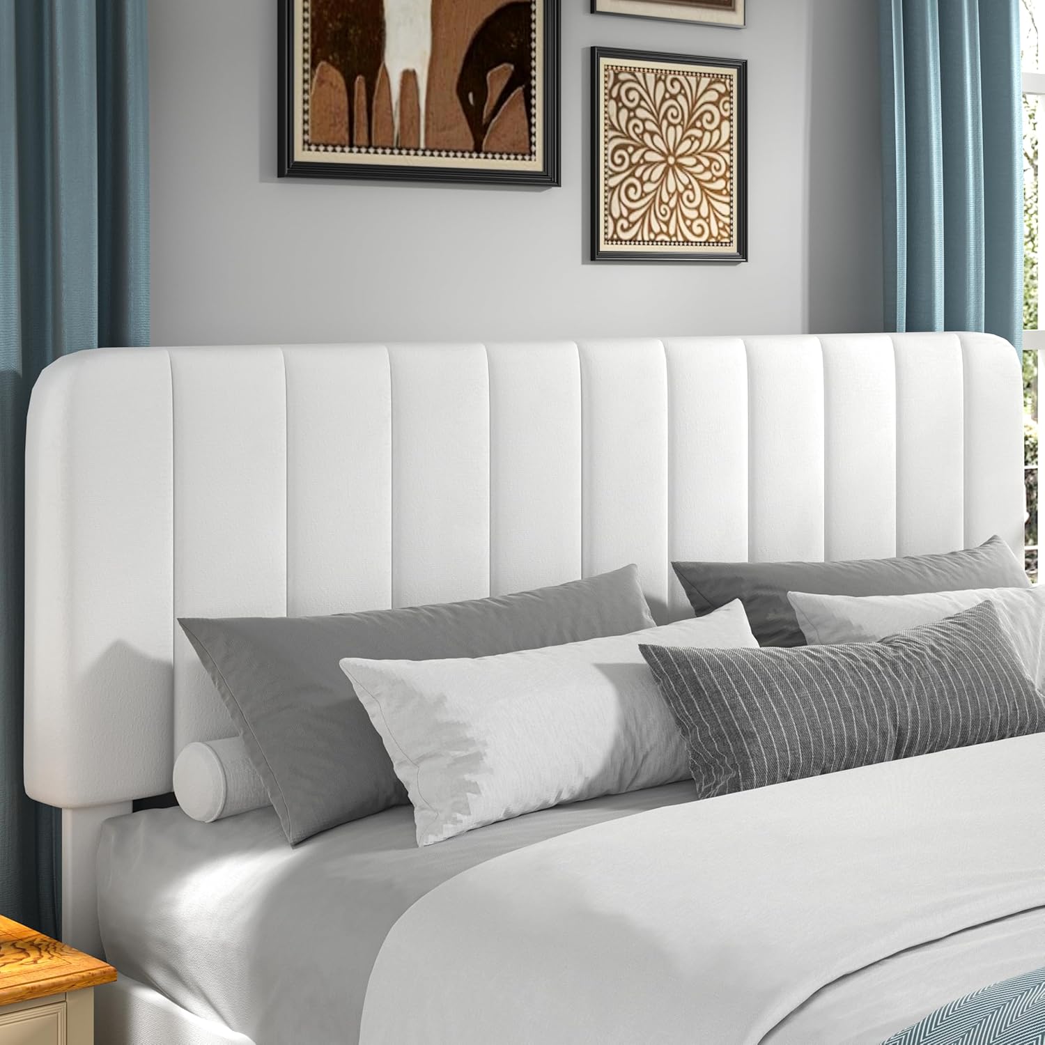 VECELO Upholstered Platform bedframe with Adjustable Headboard - VECELO