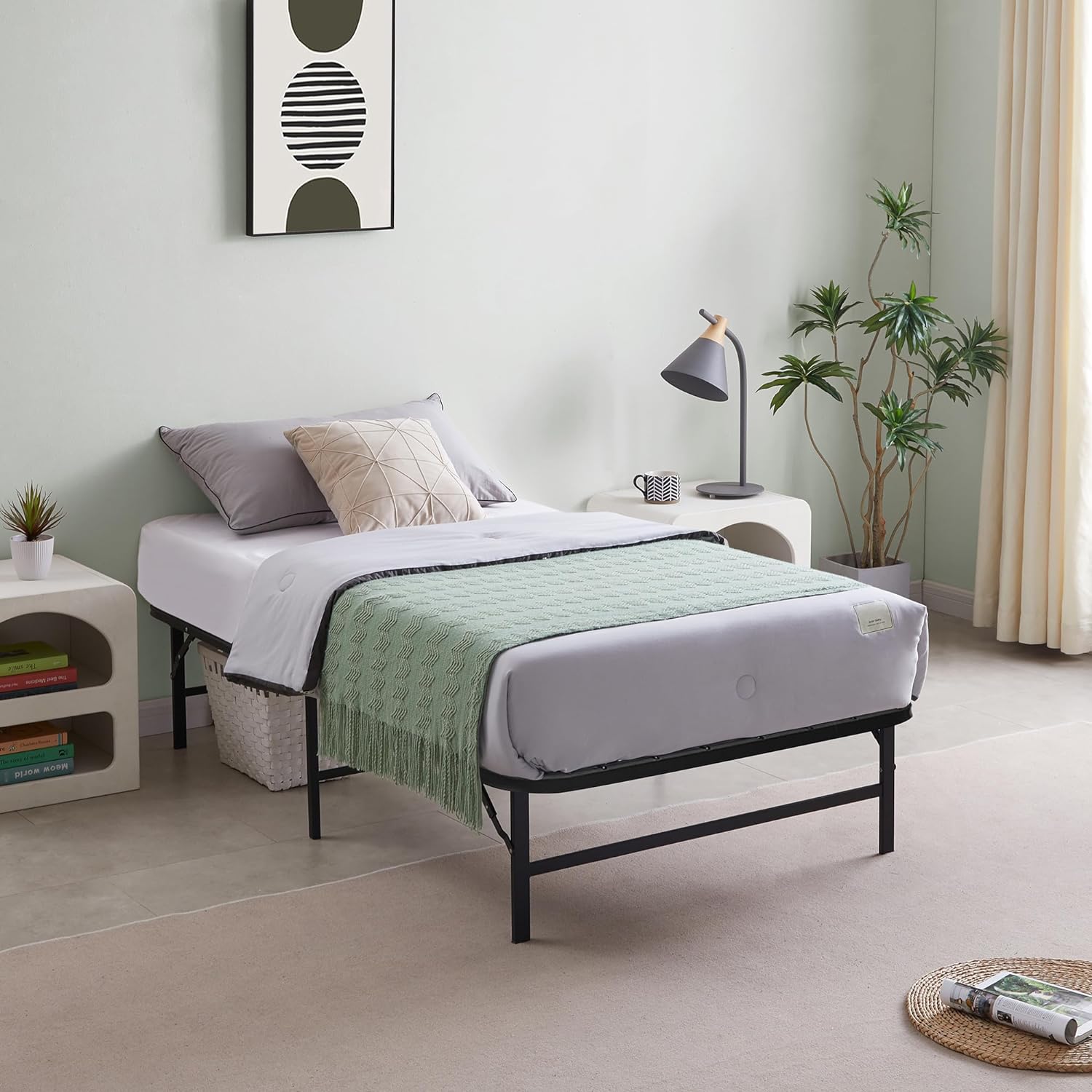 VECELO Metal Folding Bed Frame No Tools Required - VECELO