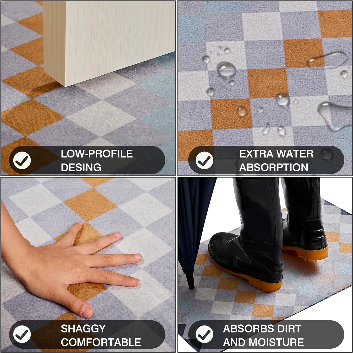 VECELO Outdoor Front Door Mat Outside Entrance, Low-Profile Welcome Mat - VECELO