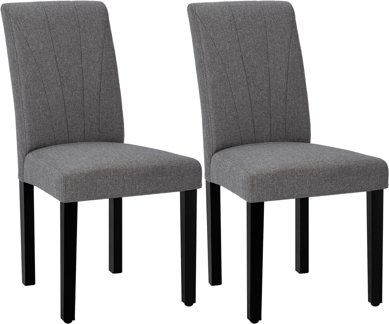 VECELO Set of 2 Upholstered Dining Chairs, Modern Fabric and Solid Wood Legs & High Back - VECELO