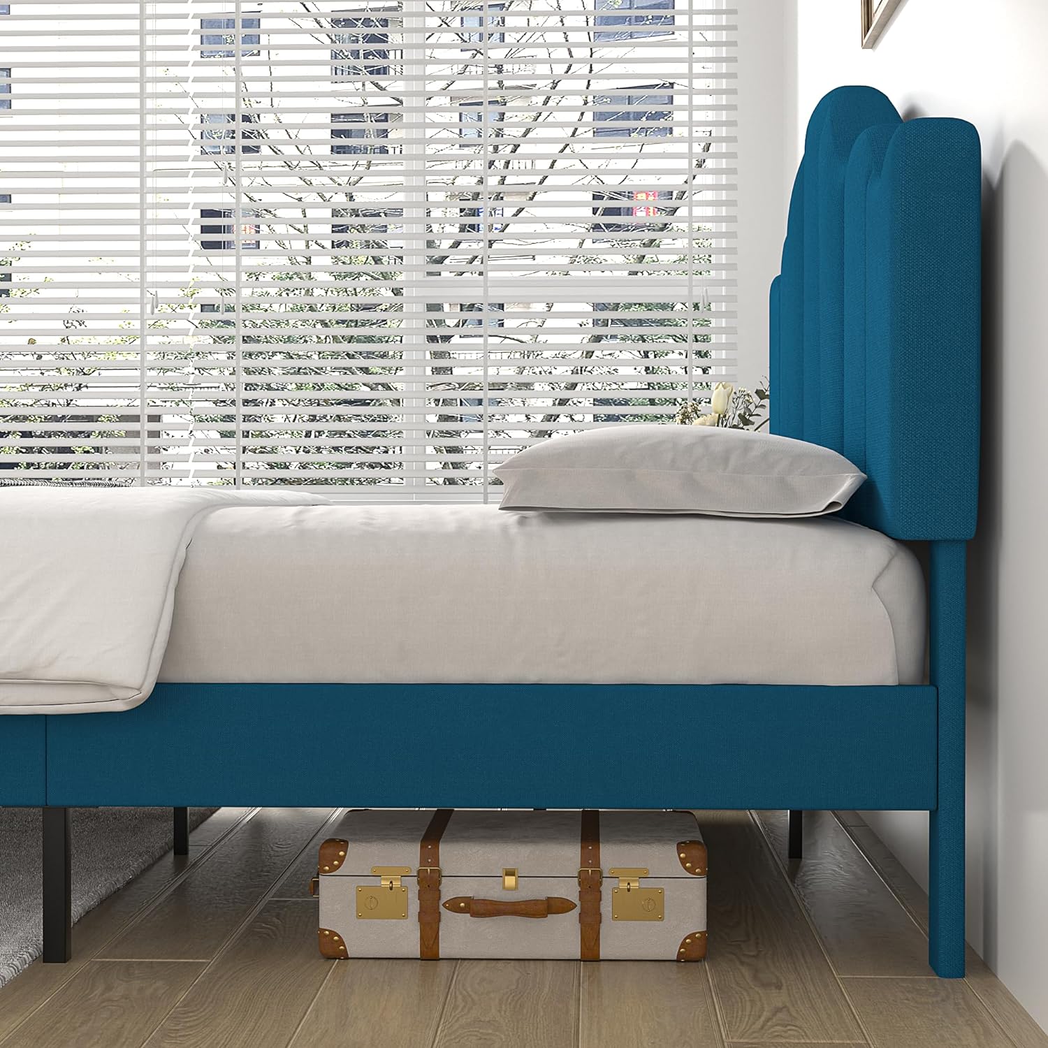 VECELO Upholstered Platform Bed,Mattress Foundation with Headboard - VECELO