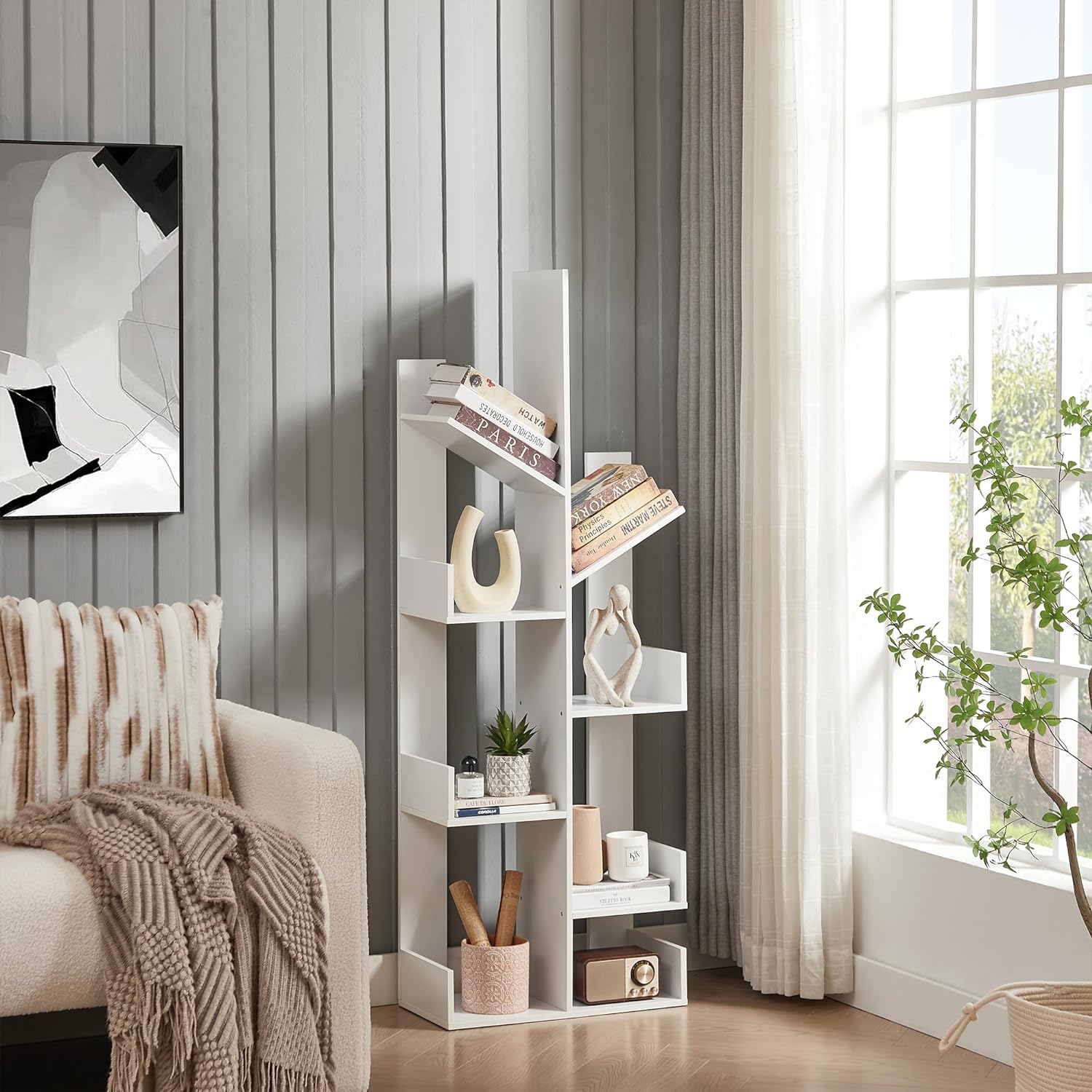 VECELO Tree Bookshelf,8 Shelf Storages Bookcase - VECELO