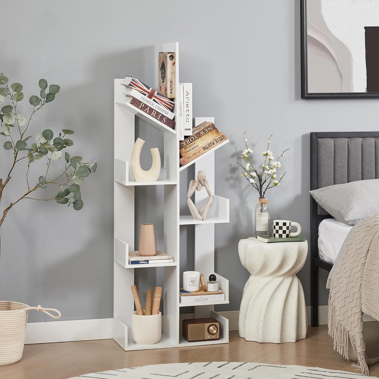 VECELO Tree Bookshelf,8 Shelf Storages Bookcase - VECELO
