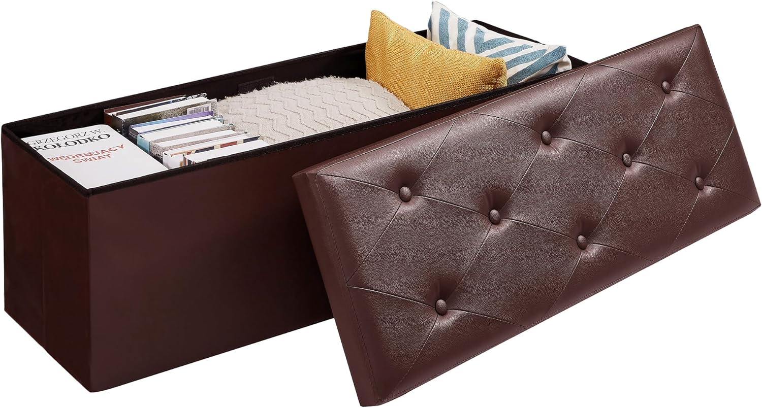 VECELO Storage Ottoman Bench End of Bed 43'' Footstool Footrest Stool Shoestool - VECELO