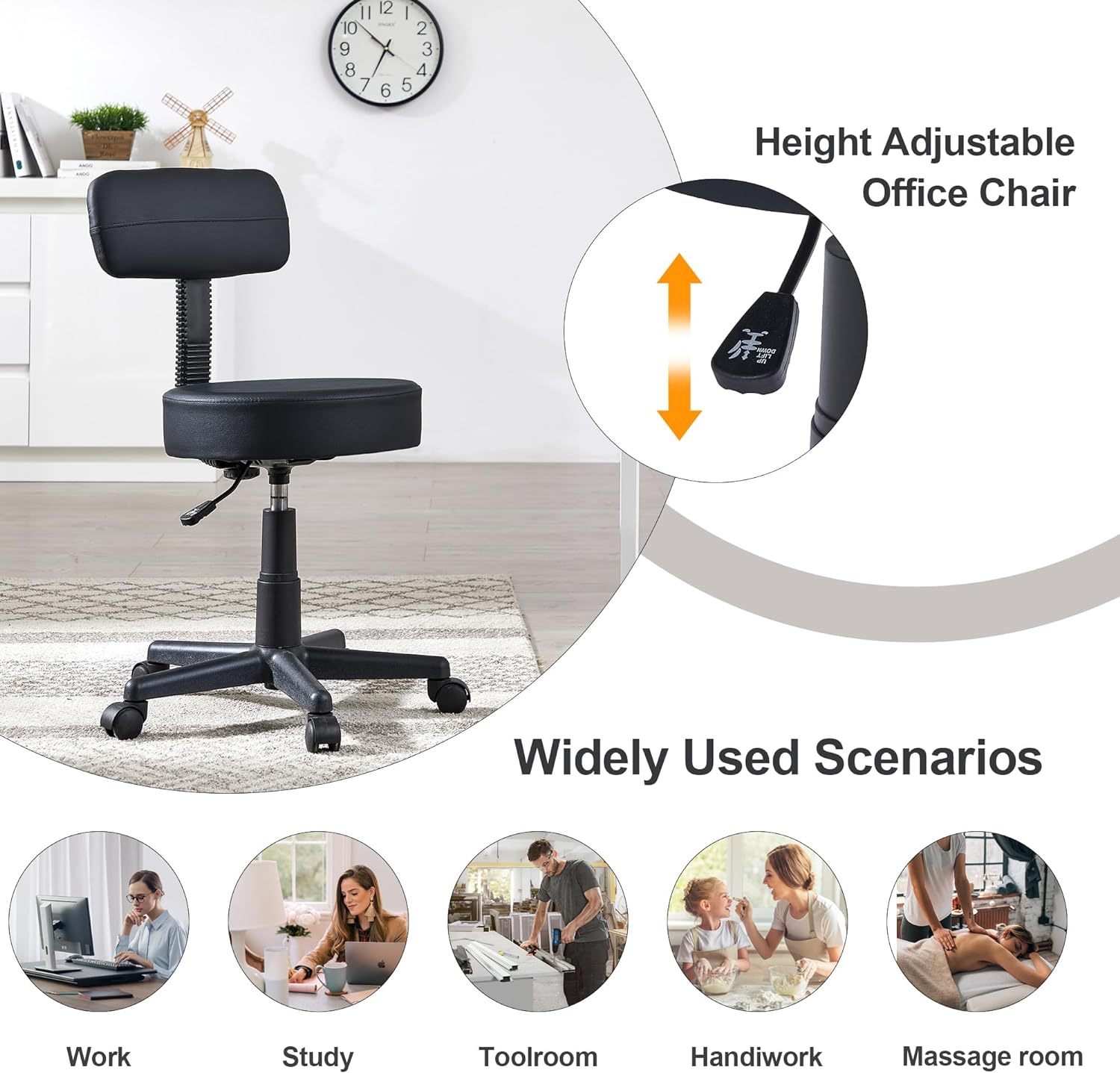 VECELO Home Office Desk Chair with Backrest - VECELO