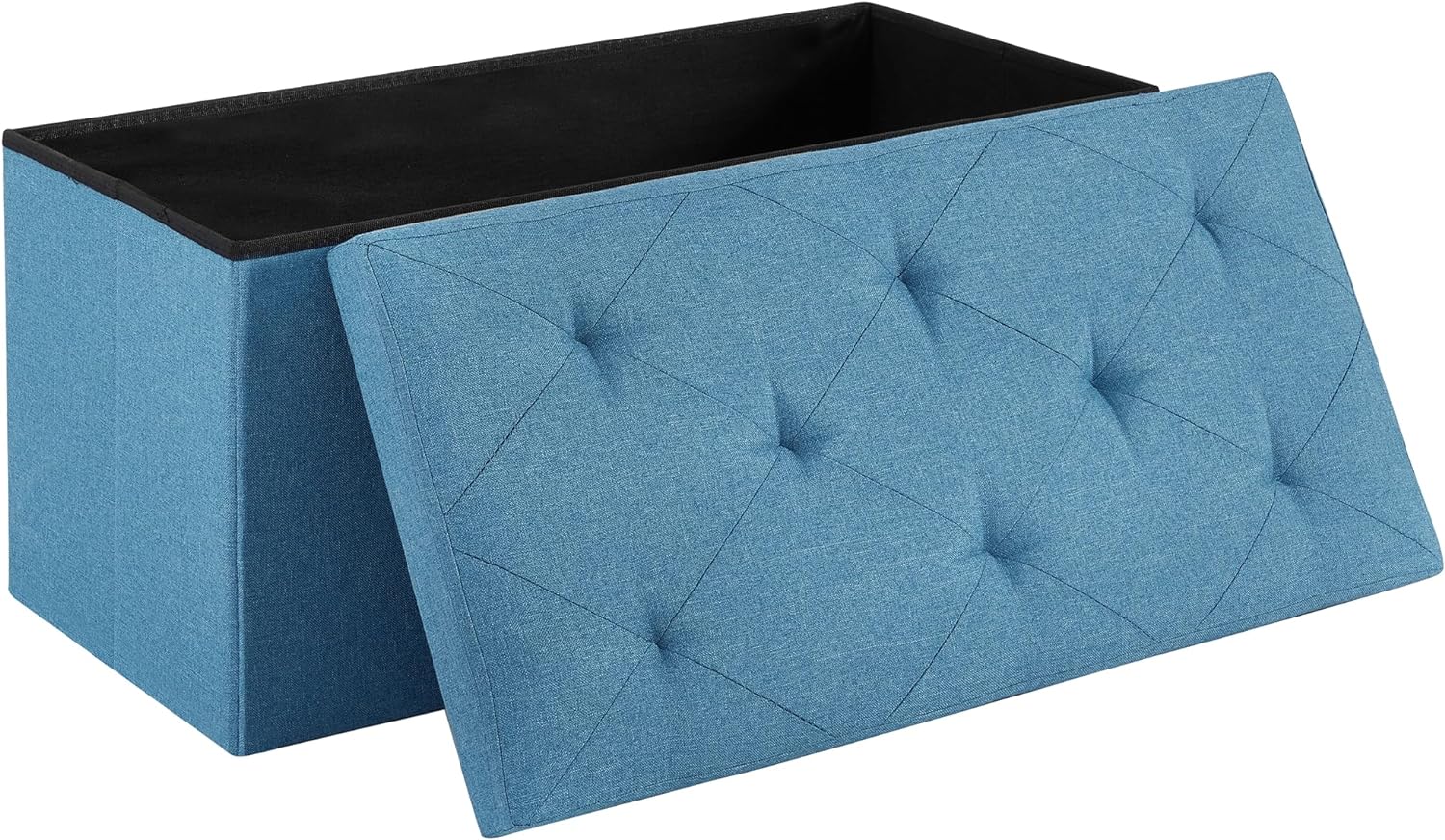 VECELO Folding Storage Ottoman Bench, Storage Chest, Linen Fabric - VECELO