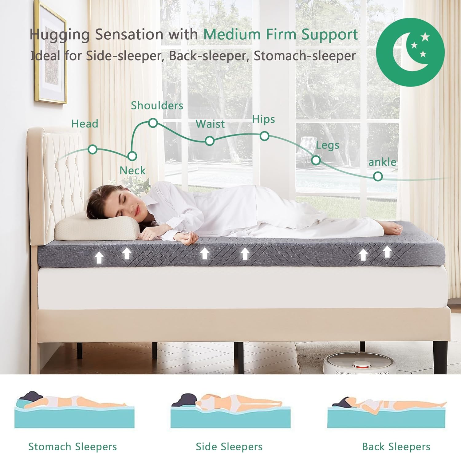 VECELO Gel Infused Memory Foam Mattress Topper Twin/Full/Queen/King Size, 2 Inch and 4 Inch Fresh Cooling Mattress Pad with Washable Cover - VECELO