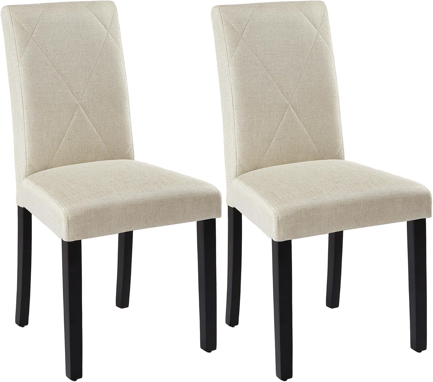 VECELO Upholstered Dining Chairs Set of 2 Modern Fabric and High Back & Solid Wood Legs for Kitchen - VECELO