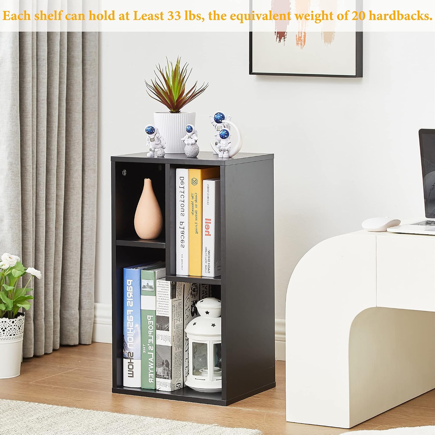 VECELO 3 Cube Small Bookcase, 2-Tier Modern Bookshelf