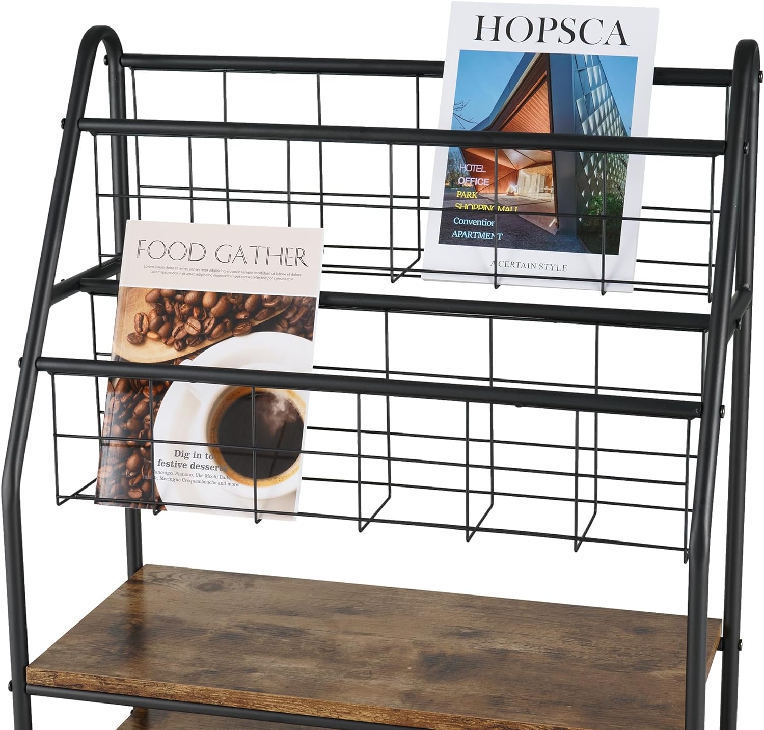 VECELO Newspaper Magazine Holders,2-Tier Metal Racks Brochure Display Stand - VECELO