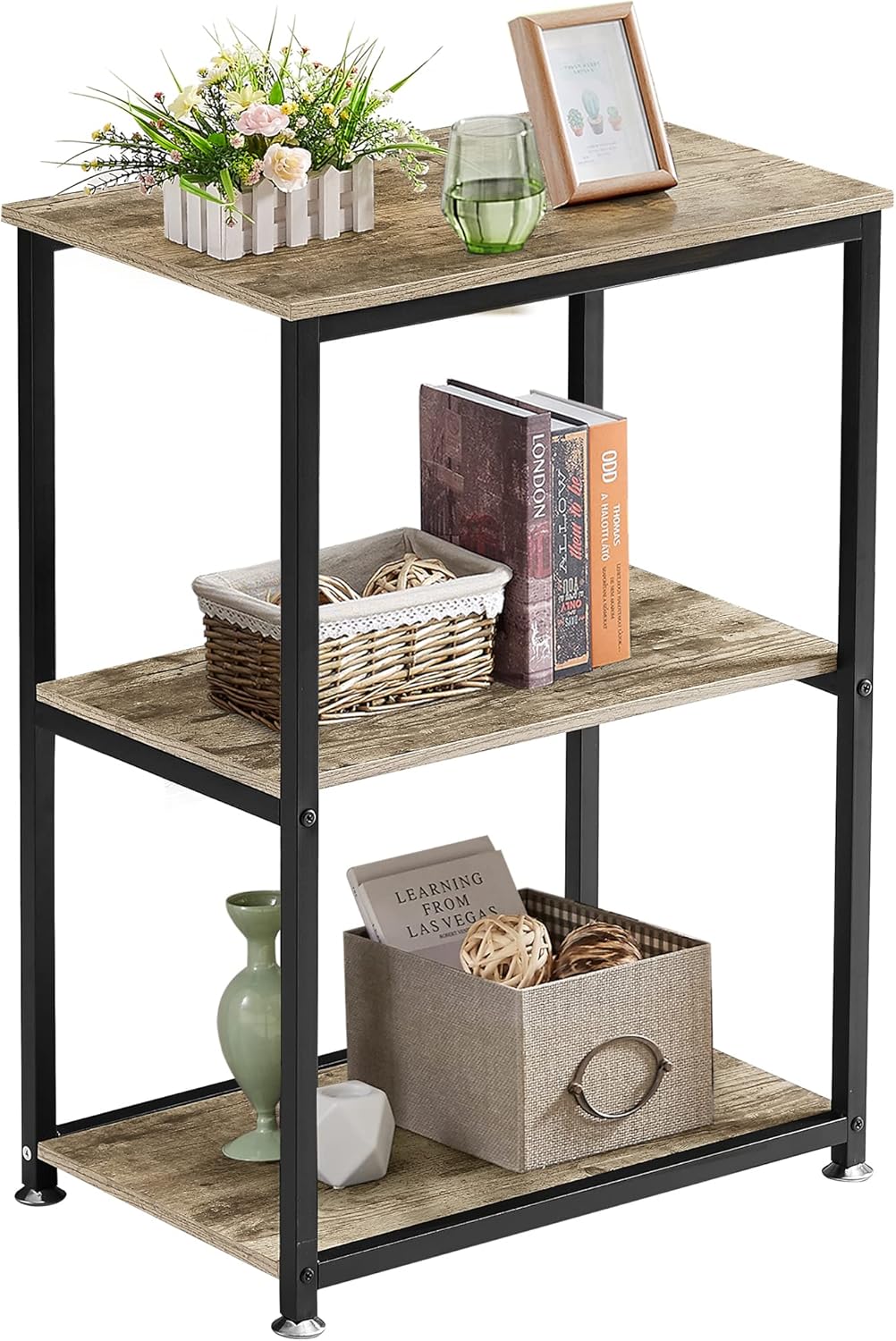 VECELO End Side Table 3-Layer Narrow Night Stand/Entryway/Hallway Console Table for Living Room/Bedroom - VECELO