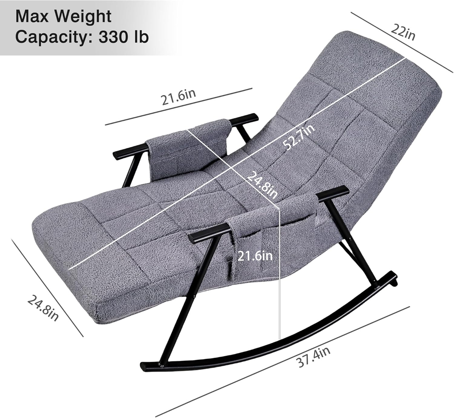 VECELO High Back Nursery Rocking Chair with Foot Rest, Teddy Upholstered Reclining Glider Rocker - VECELO