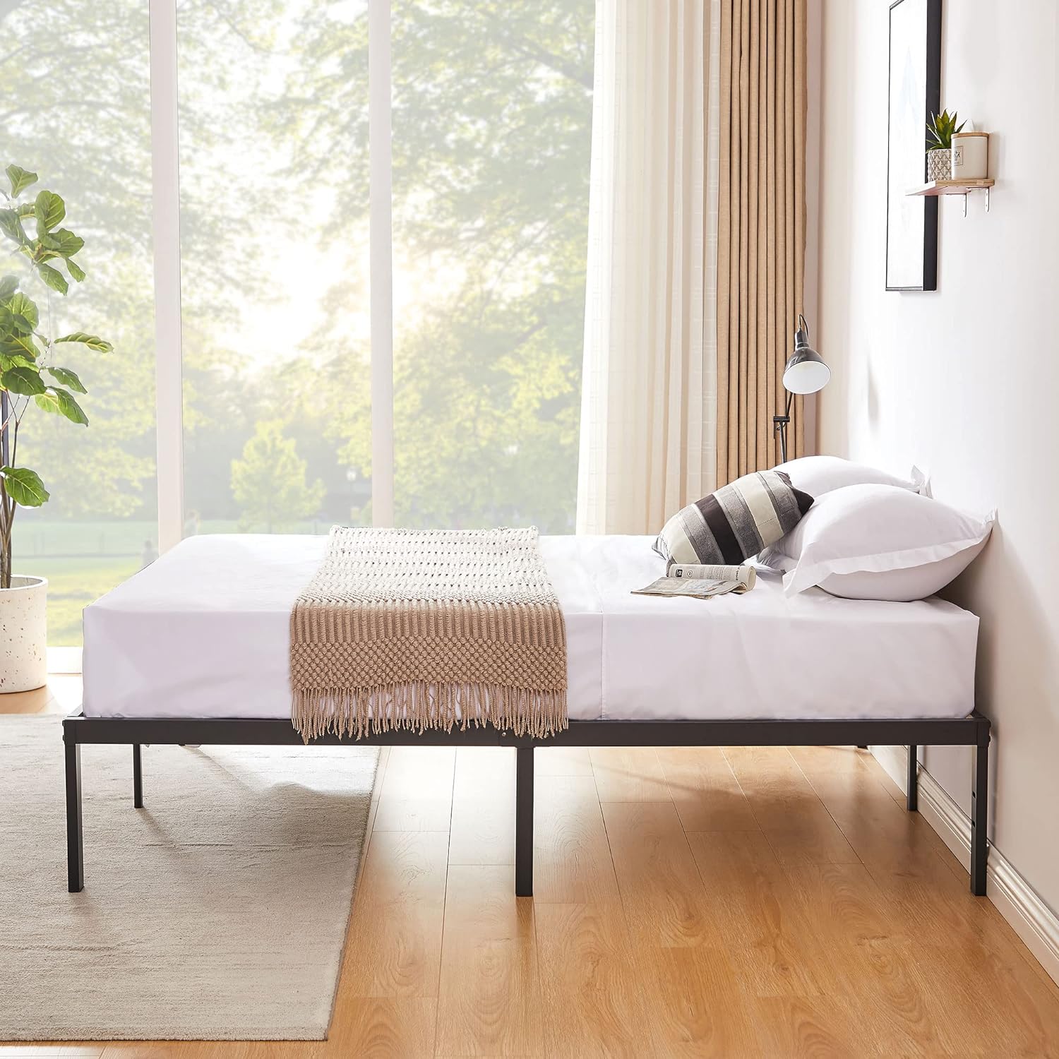 VECELO Metal Platform Bed Frame Heavy Duty Steel Slat, No Box Spring Needed - VECELO