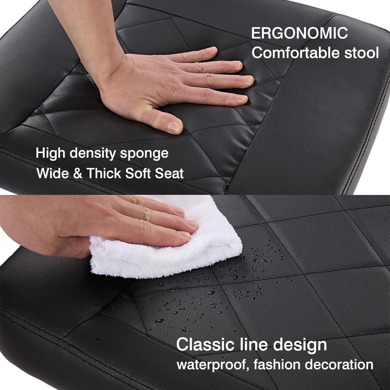 VECELO Under Desk Footrest, PU Ergonomic Foot Rest with Wheels - VECELO