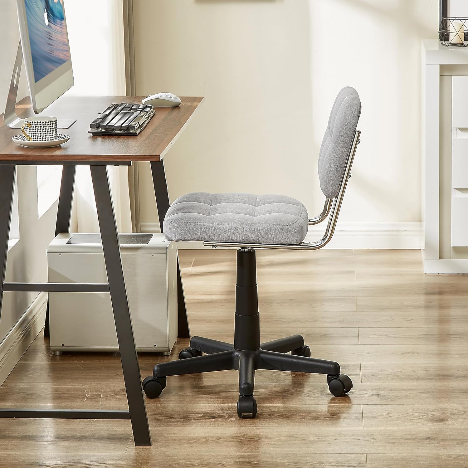 VECELO Modern Armless Home Office Desk Chair for Make Up/Bed Room/Small Space - VECELO