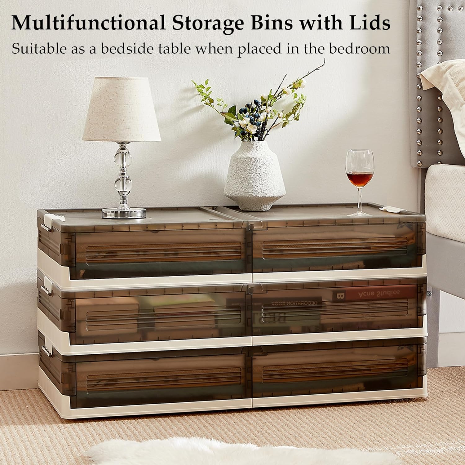 VECELO Under Bed Storage with Wheels,Stackable Under Bed Storage Containers - VECELO
