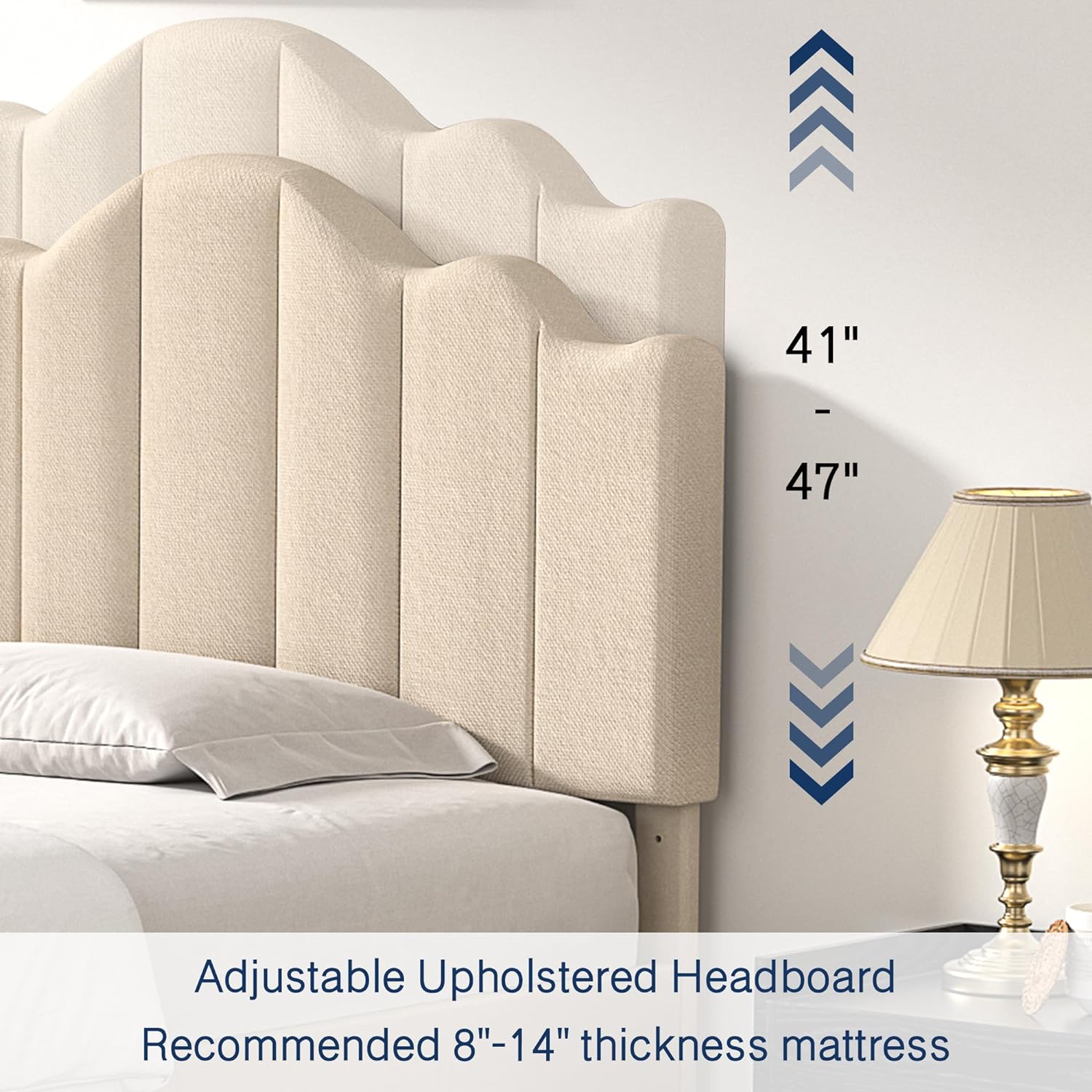 VECELO Upholstered Platform Bed,Mattress Foundation with Headboard - VECELO