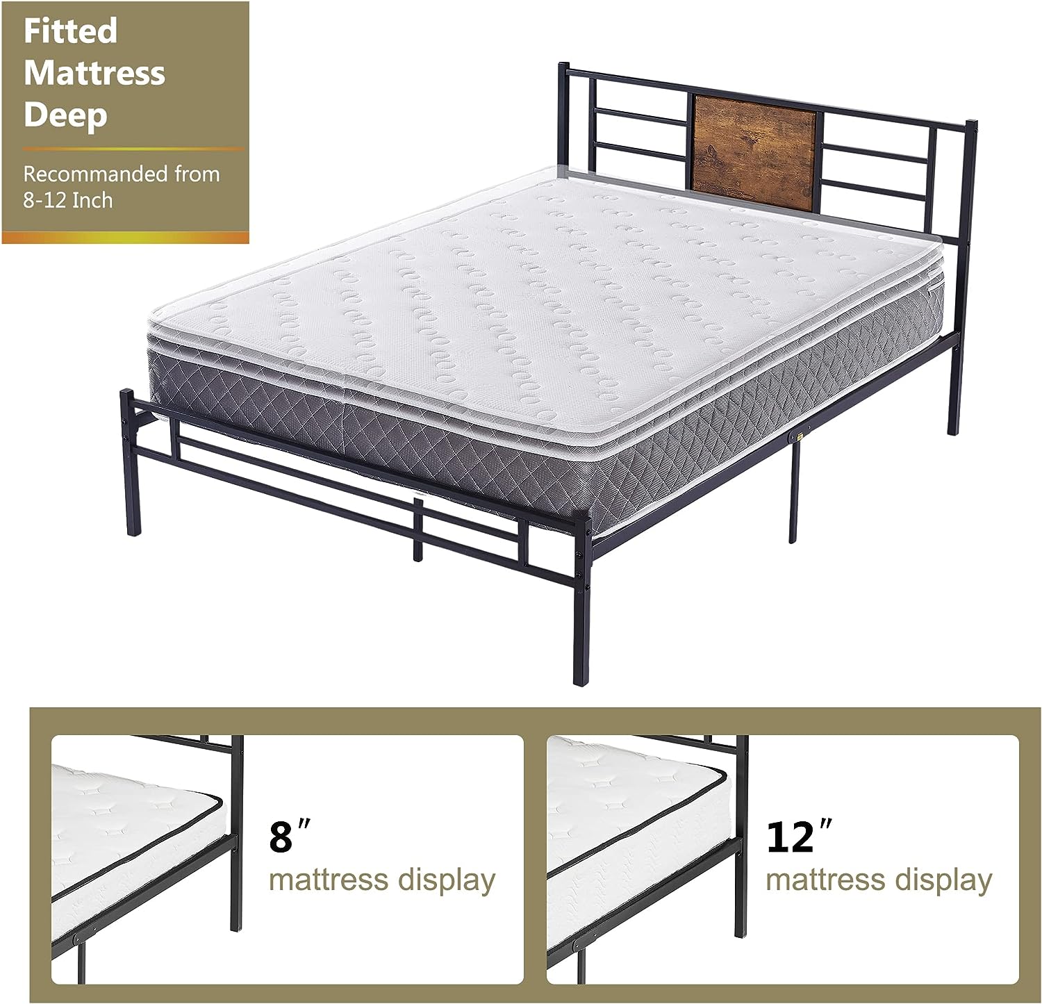VECELO Platform Bed Frame Mattress Foundation with Headboard and Footboard - VECELO