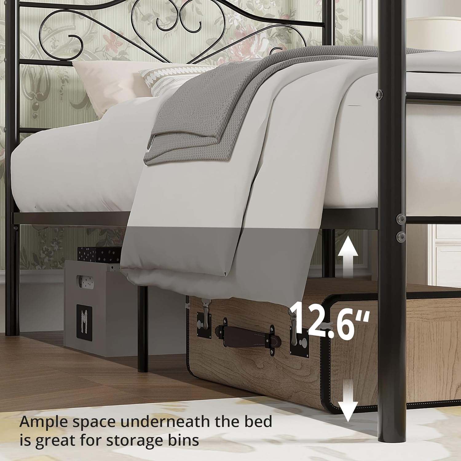 VECELO Twin Canopy Bed Frame with Headboard and Footboard - VECELO