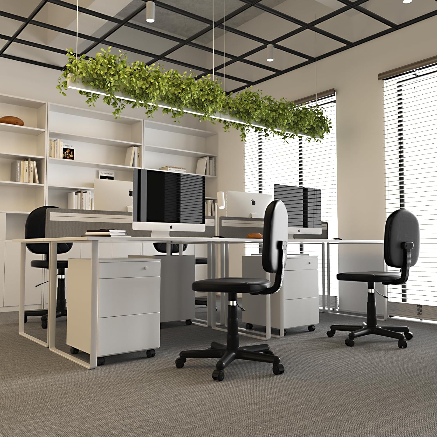 VECELO Small Desk Armless Low-Backrest PU Leather Ergonomic Computer Chair - VECELO