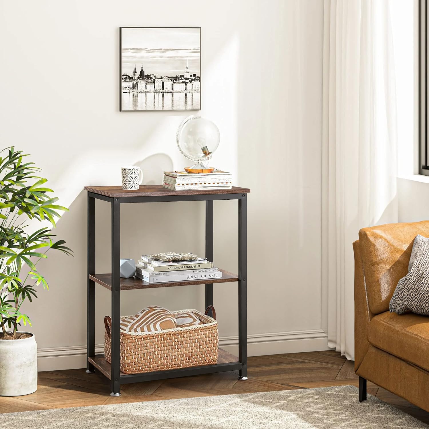 VECELO End Side Table 3-Layer Narrow Night Stand/Entryway/Hallway Console Table for Living Room/Bedroom - VECELO