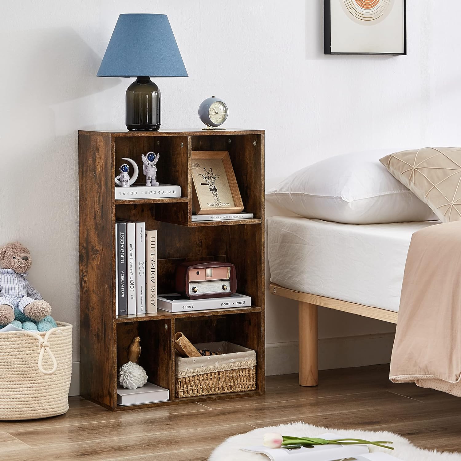 VECELO Modern 3-Tier Small Bookcase, 4 Cube/5 Cube Bookshelf/Storage Organizer - VECELO