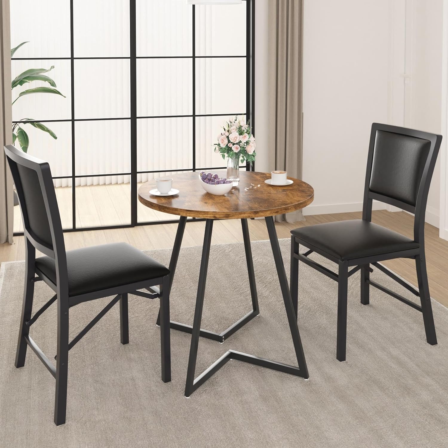 VECELO Folding Chairs Set of 2 with Cushion - VECELO