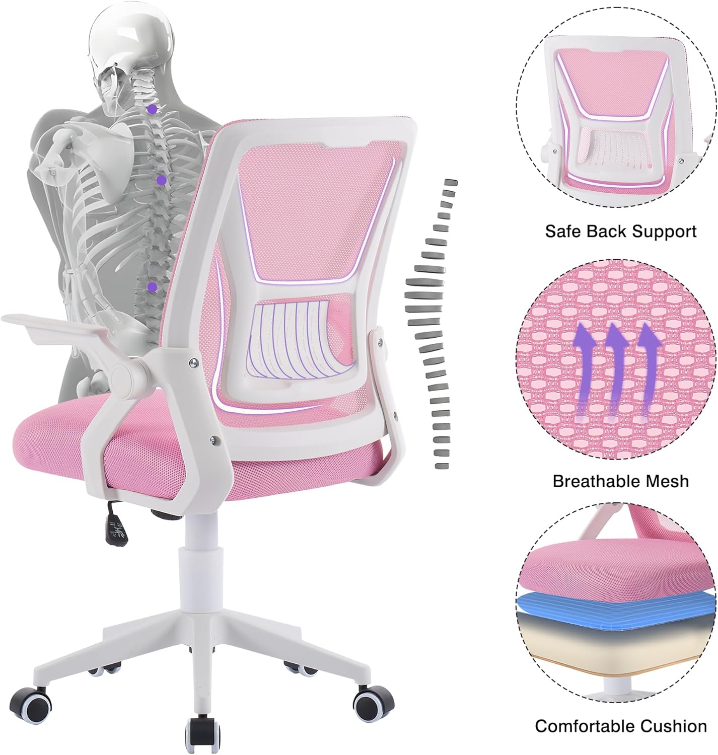 VECELO Mid-Back Swivel Ergonomic Office Chair - VECELO