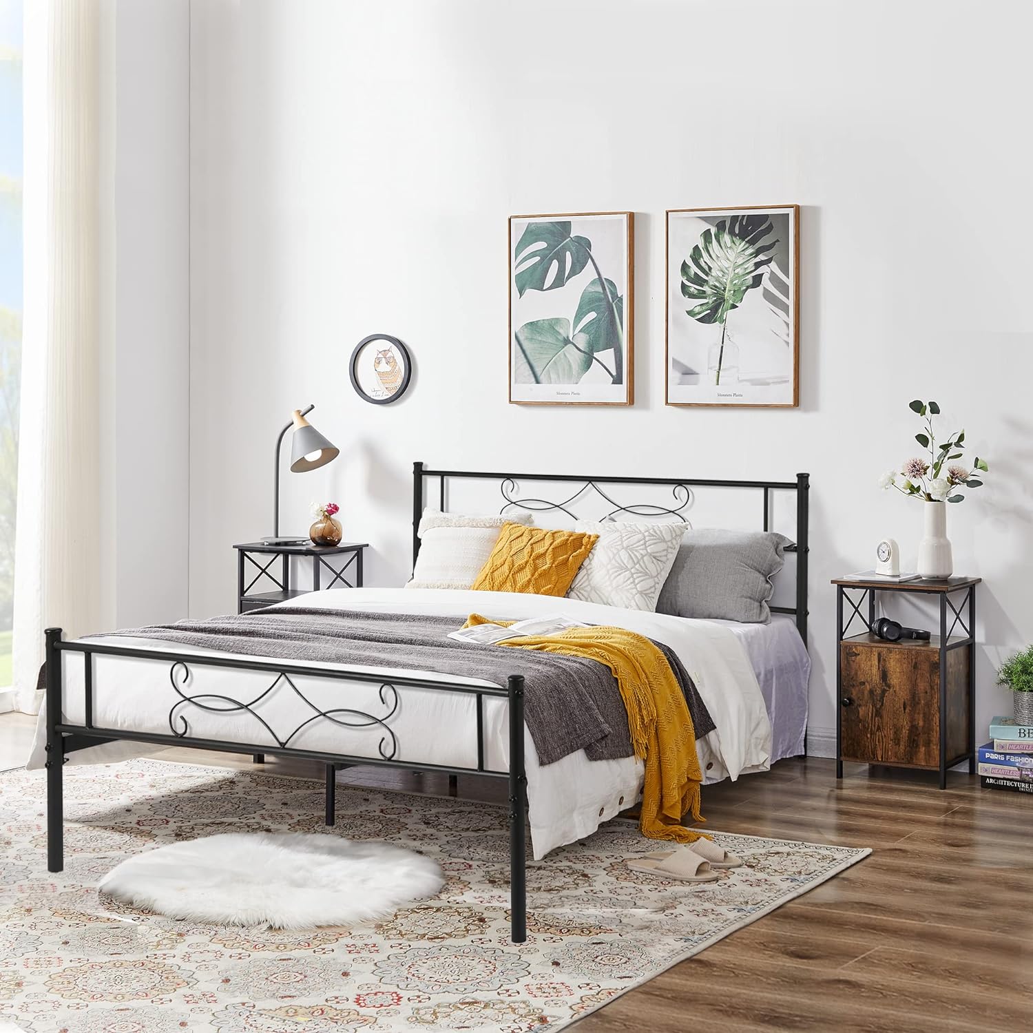 VECELO Tall Side Storage, Large Capacity Bedside Nightstand - VECELO